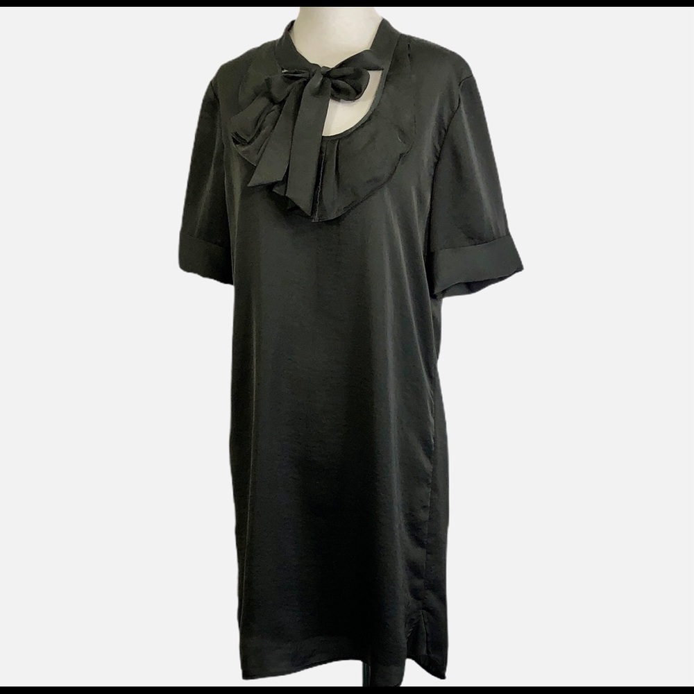 Gap Olive Green Ruffle Tie Neck Dress Small